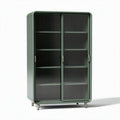 metaal kabinet met glazen deuren 80 x 40 x 160 cm groen