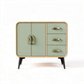 Dressoir van hout met groene deuren en zwarte poten 80 x 40 x 70 cm