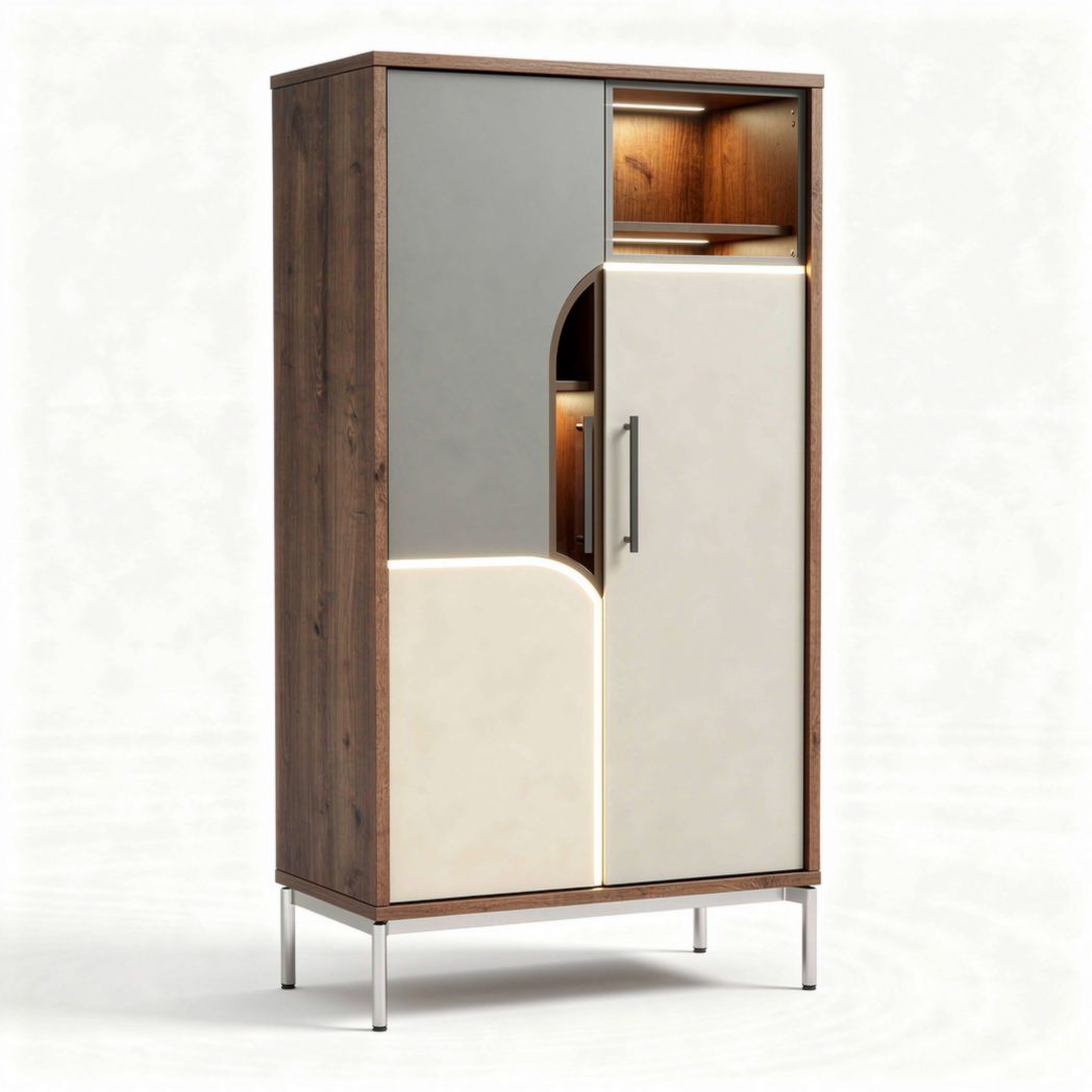 Kast met moderne afwerking in hout en metaal 80 x 40 x 160cm