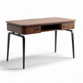 Houten bureau met lades en zwart metalen poten 120 x 60 x 75cm