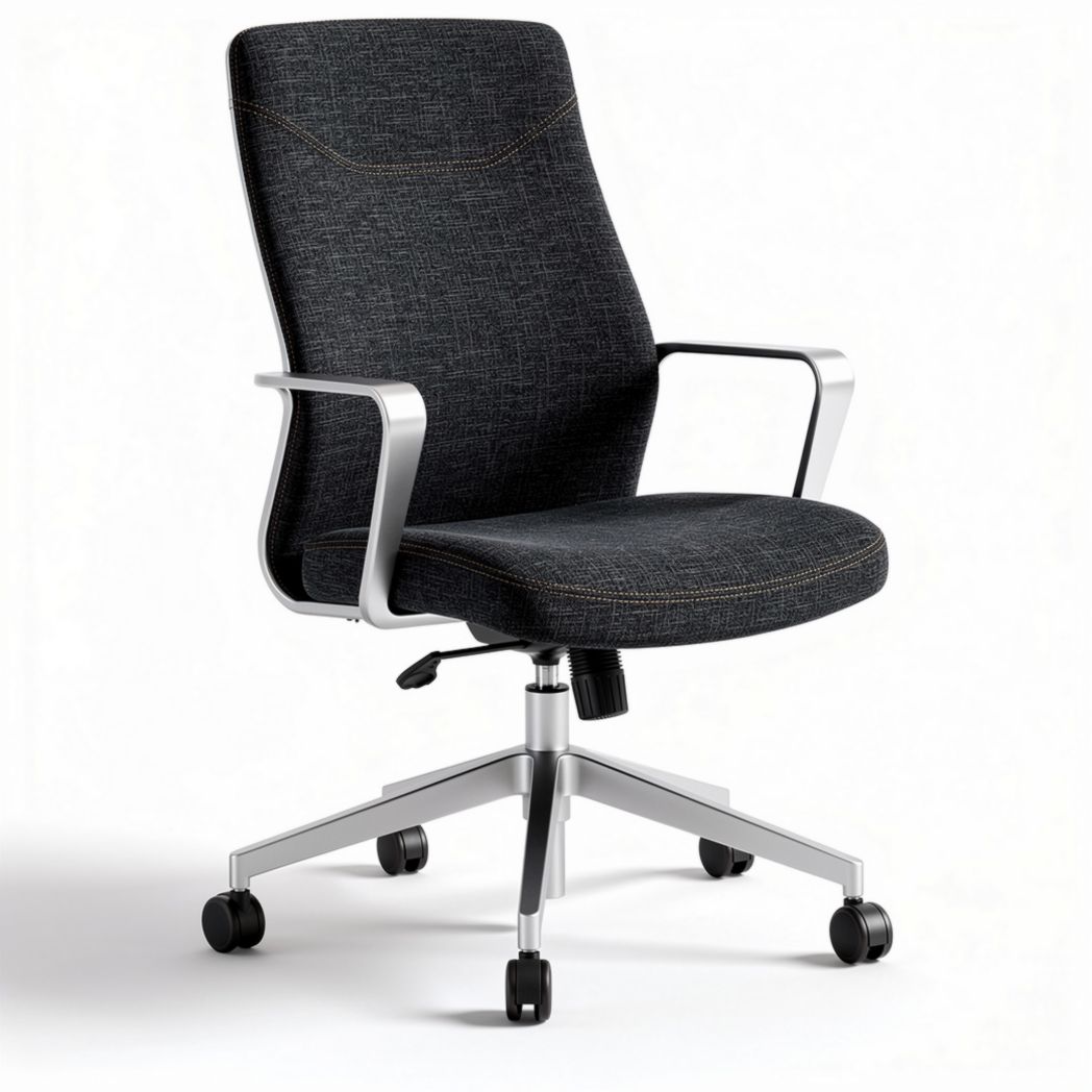 Bureau stoel met stof bekleding in antraciet 65 x 65 x 100cm