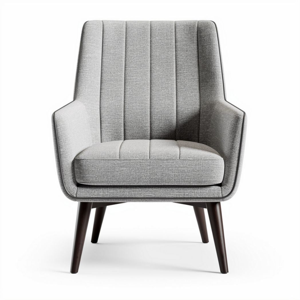Grijze gestoffeerde fauteuil met houten poten 70 x 70 x 85cm