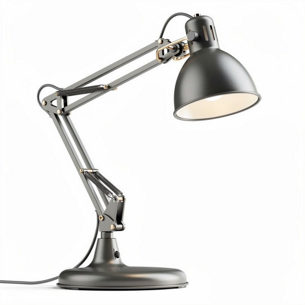 Tafellamp met verstelbare arm in zwart met een diameter van 30 cm